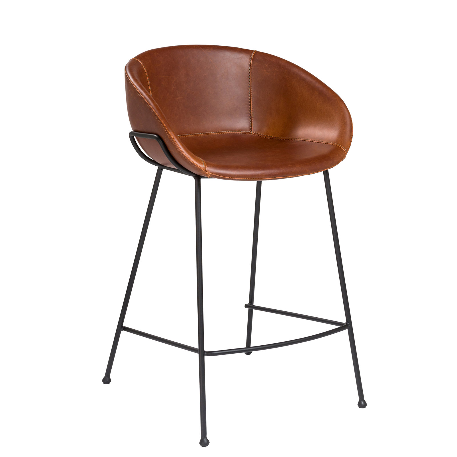 Ardea Counter & Bar Stool, Counter Stool (25.6" Seat Height), Dark Brown Faux Leather