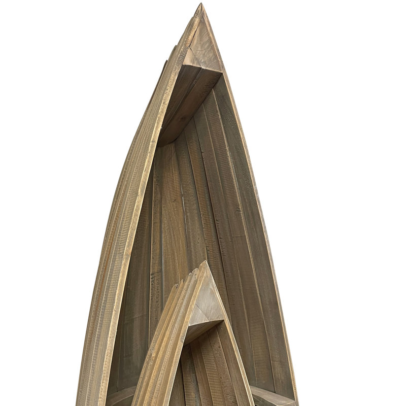 Keasal 77'' H x 21.5'' W Solid Wood Boat Bookcase, Light Brown