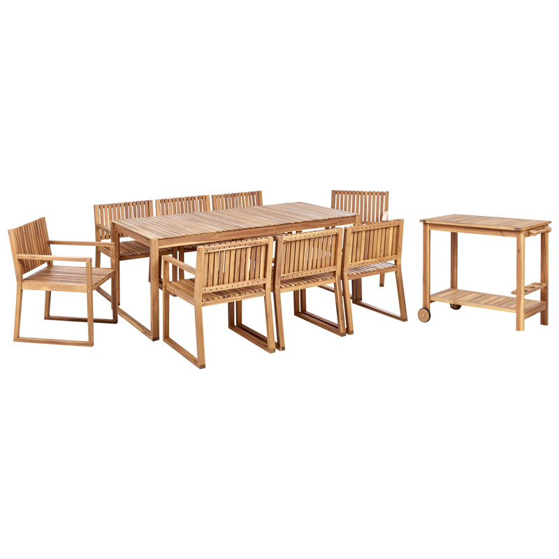 Adamina 8 - Person Acacia Patio Dining Set with Rectangular Table