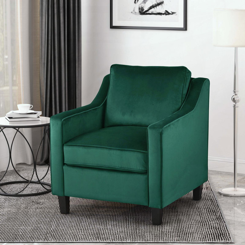 Fauteuil club en velours - vert