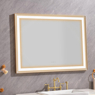 Miroir mural de salle de bain 48 * 36 à DEL avec lumière élevée et antibuée séparément