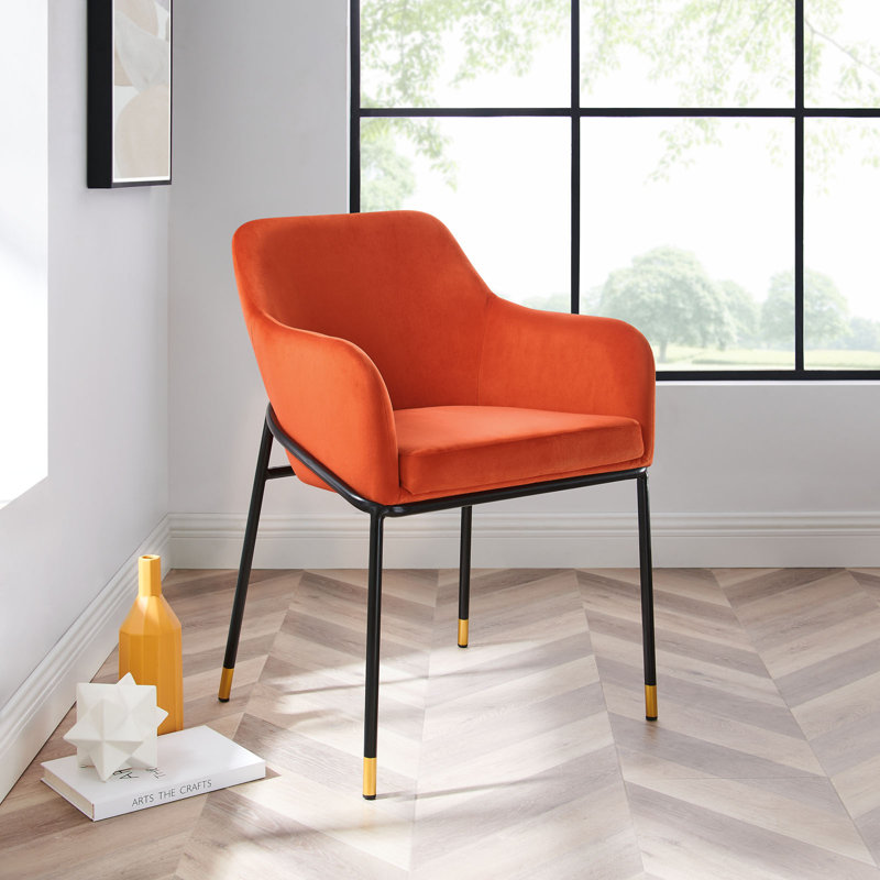 Fauteuil de salle à manger en velours Jovi Performance, Orange