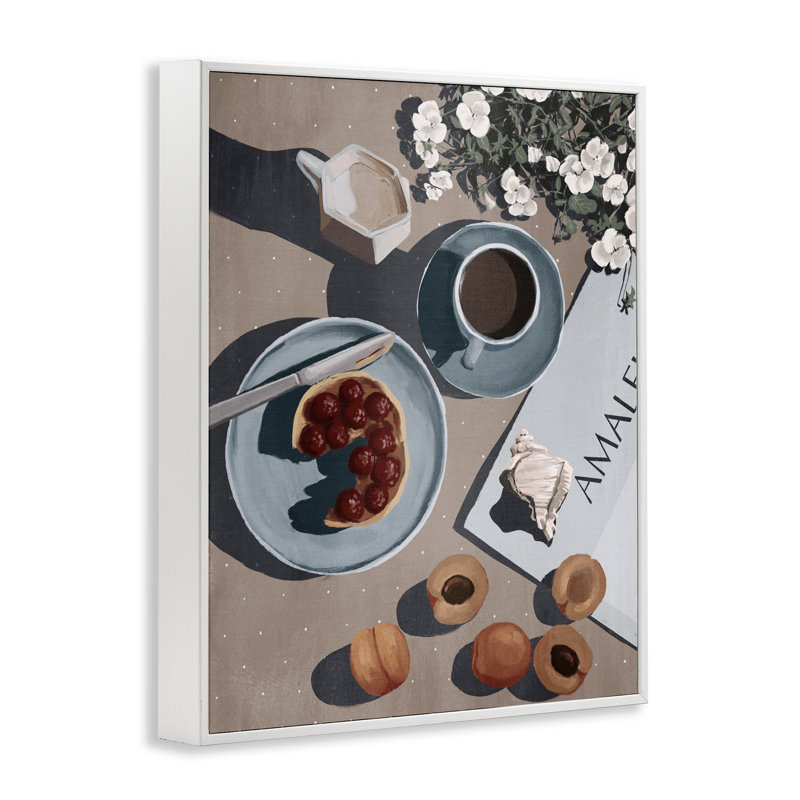Giclée encadrée de fruits et de café du matin par Anna Lischenko, H 14 po x l 11 po