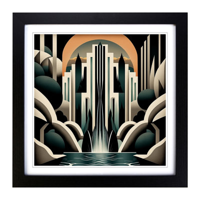 Waterfall Art Deco - Framed Print