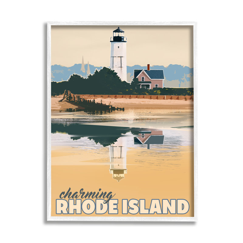 Voyage charmant dans le Rhode Island, H 14 po x l 11 po x P 1,5 po, Giclée encadrée blanc bord de mer