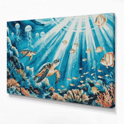 Coastal Marina Life Blue Canvas Wall Art