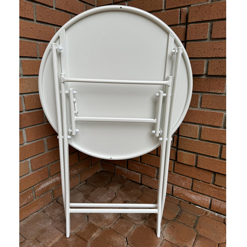 Demia 2 - Person Metal Patio Dining Set with Round Table, White