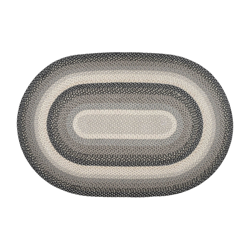  Tapis gris, sable et ivoire tressé ovale - Accent rustique fabriqué à la main, 3 pi x 5 pi