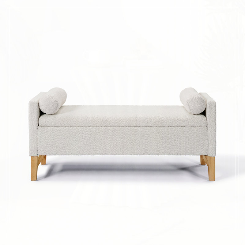 Banc de chambre rembourré avec tissu bouclé