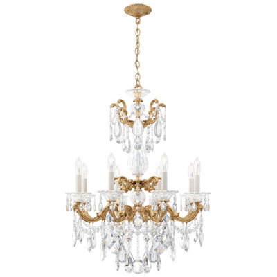 La Scala 8 Light 25in x 34in Chandelier in Florentine Bronze with Clear Radiance Crystals