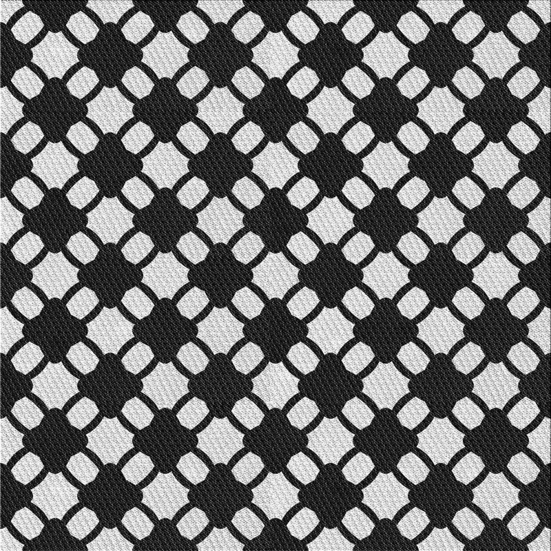 Tapis noir/blanc à motifs, Carré 5 pi