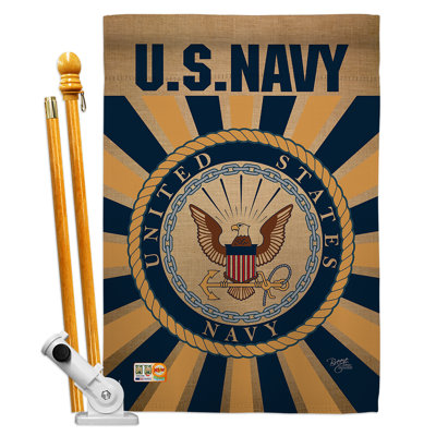 Mélange de polyester à 2 côtés 40 x 28 po marine americana ensemble de drapeau