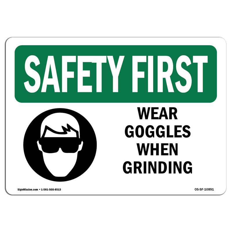 Safety First Sign, 18" H x 24" W x 0.1" D