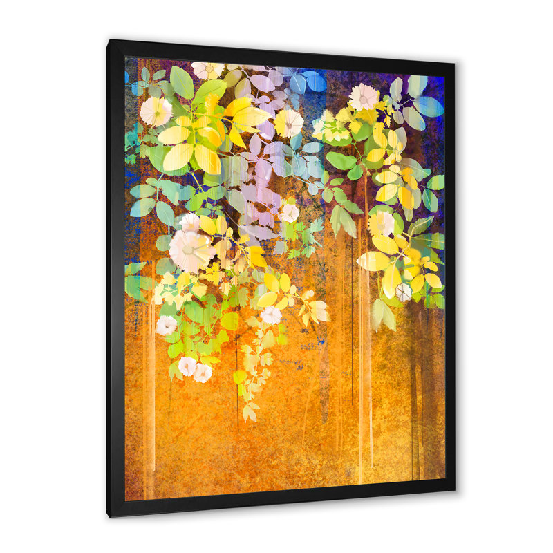 Pétales de printemps grunge - peinture, Cadre photo noir, H 20 po x l 12 po x P 1 po