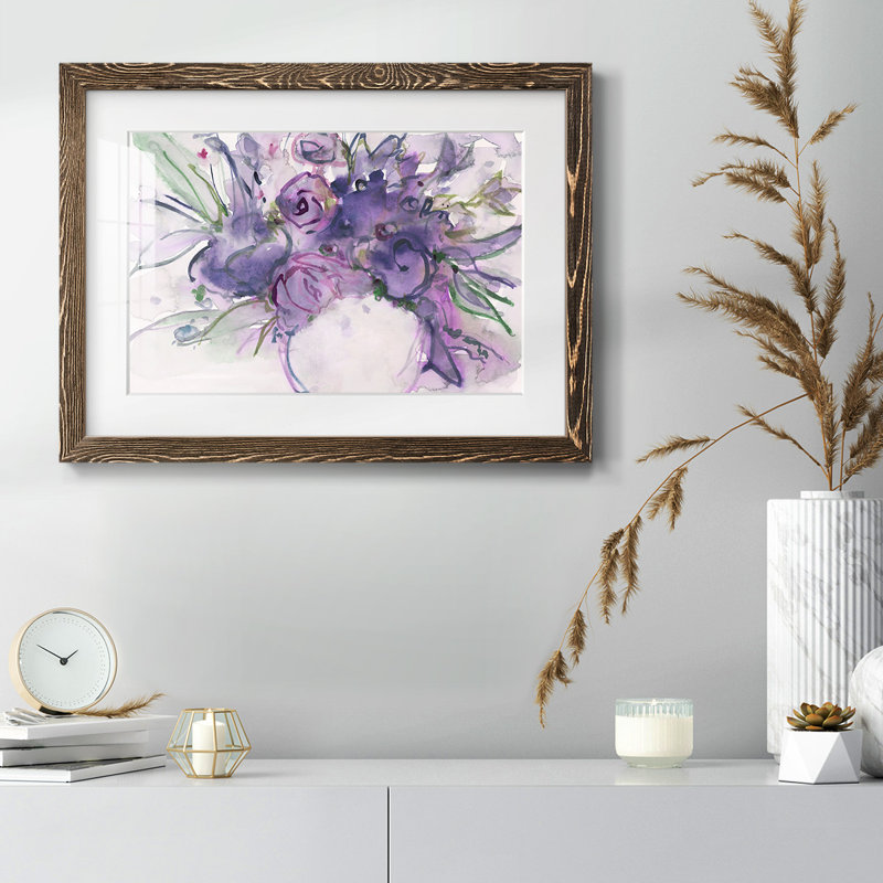 Lavande florale Splendor I - impression encadrée rustique avec tableau mat, Noyer