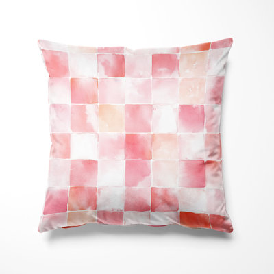 Patchwork Accent Pillow - French Country Pink And White Blush Quilt Printed Cushion