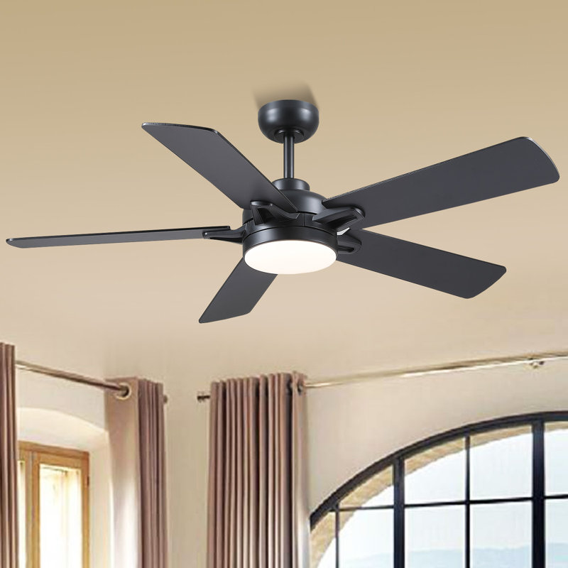 52 Inch Ceiling Fan With Lights And Remote Control,Low Profile Ceiling Fans With 5 Dual-Sided Blades And Reversible Dc Motor