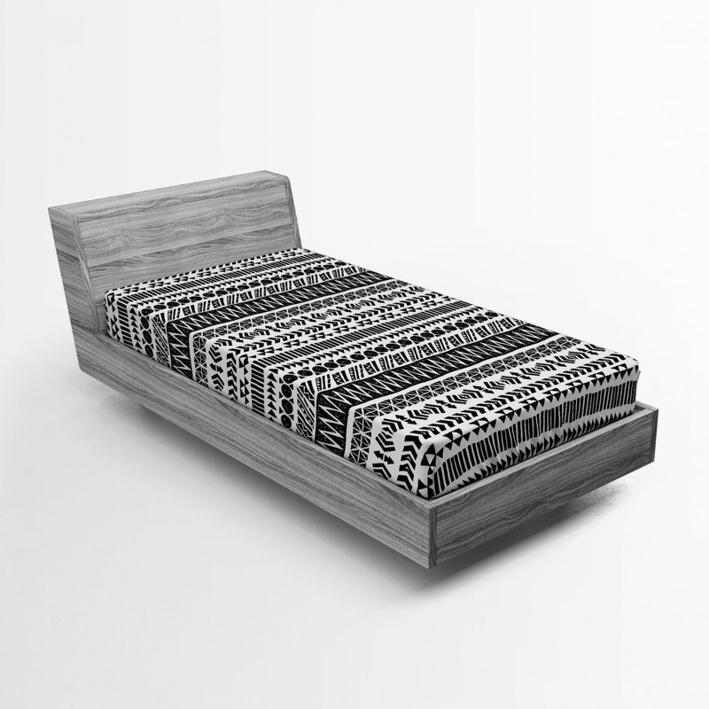 Drap-housse coccinelles, Drap-housse pour lit simple TG, Noir géométrique