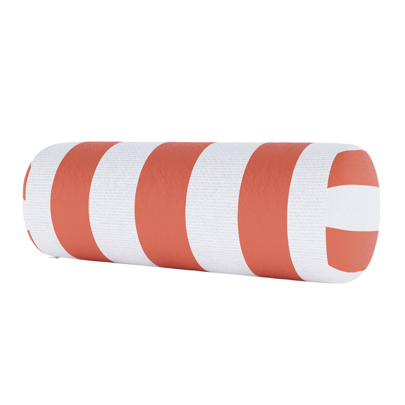 Coussin intérieur / extérieur Amala Sunbrella®, Blanc / rayures orange