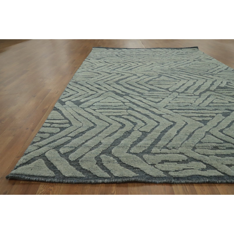 Tapis indien contemporain en laine 6x9
