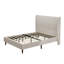 Grand lit tapissier à tête de lit grand - tissu chenille beige, support à 12 lattes, aucun sommier nécessaire-138939142