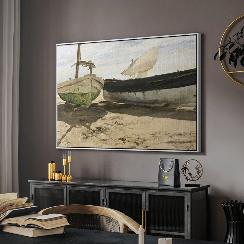 «Vintage Nautical Print-XXVI» sur toile, Toile encadrée flottée blanche, H 25 po x l 37 po