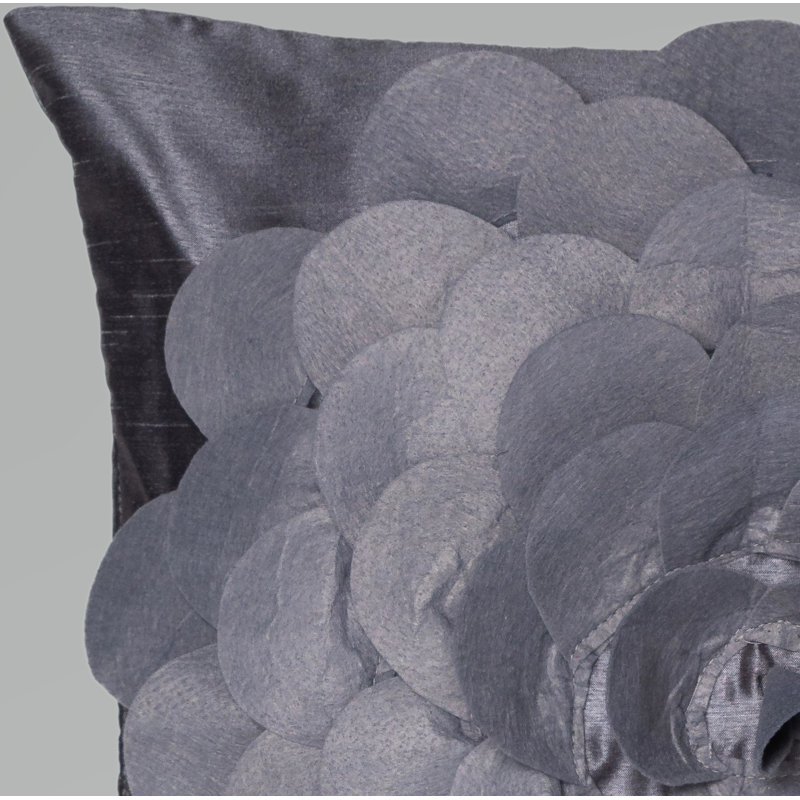 Caseyann Floral Square Throw Pillow Cover, Grey