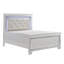 Lit double blanc glamour avec tête de lit lumineuse DEL, revêtement en similicuir effet alligator, meuble de chambre 1 pièce