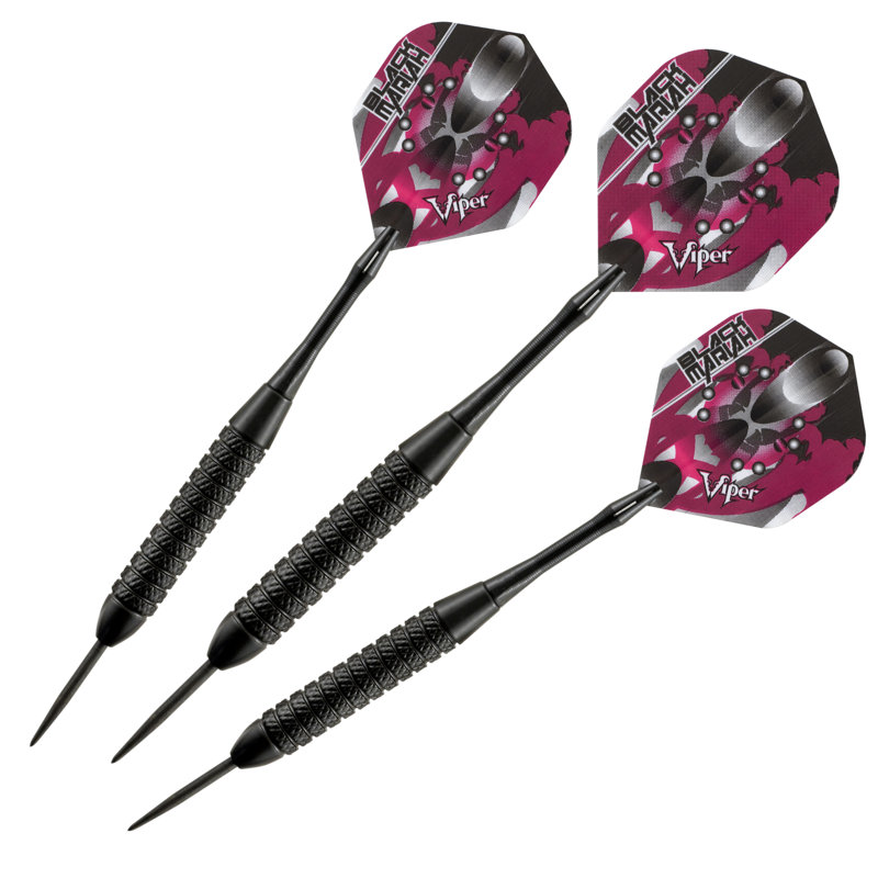 Viper Black Mariah Steel Tip Darts 22 Grams, Red And Black Shafts And Flights With Sharpener