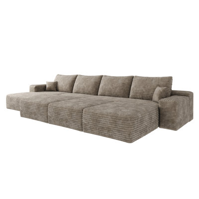 135"Large size modular cloud sofa 6 seats down sofa bed apartment living room sofa ,No Assembly Required,Camel(Plush Corduroy Fabric)