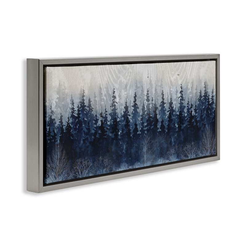 Arbre rustique bleu forêt, Cadre flottant gris lustré, H 14 po x l 31 po
