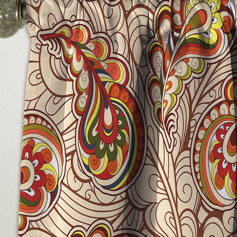 Rideau occultant à motif automnal - motif bohème et éclectique Autumn, L 52 po x L 63 po