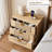 28" Fluted Night Stand & Modern Bedside Table, 3 Drawer Nightstand with Charging Station-1526370373