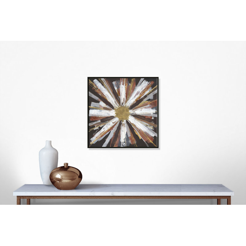 Winter Starburst - peinture sur toile à cadre flottant, Cadre espresso, H 36 po x l 36 po x P 2 po