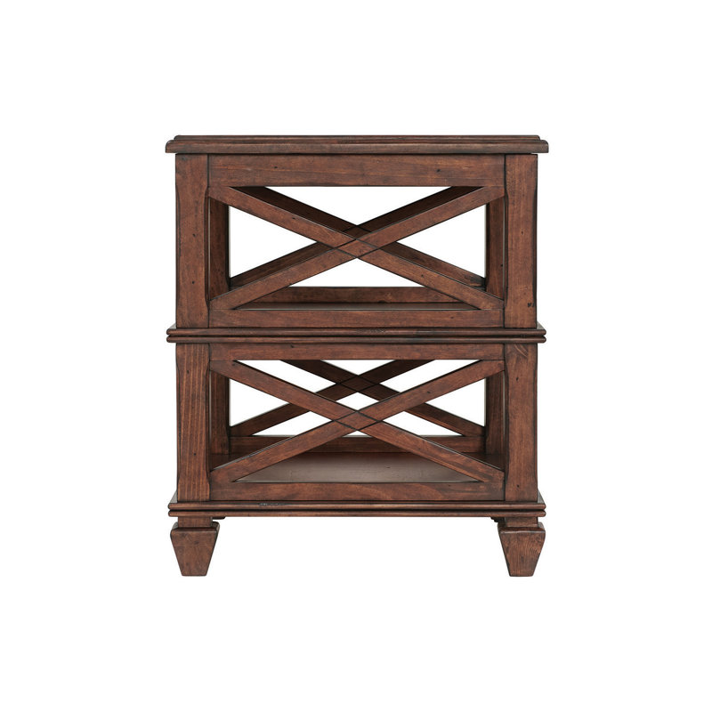 Table de bout carrée en bois 21 pouces avec deux tablettes Hilma