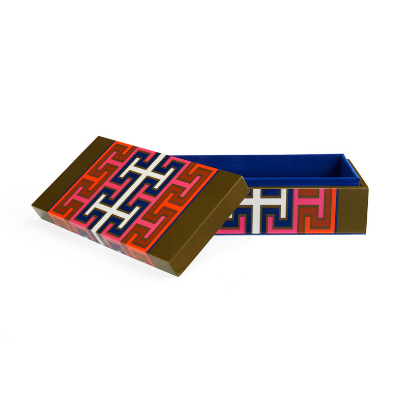Small Multicolor Lacquer Decorative Box with Bold Pattern