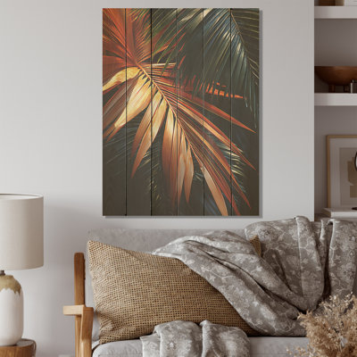 «Swaying Palms Serenade I» - palmiers et palmiers, art sur bois de pin naturel