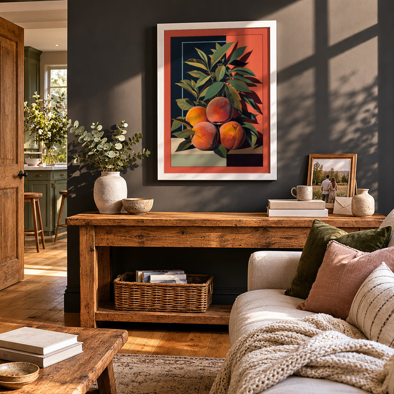 Citrus And Leaves Modern - Print, A2 - 59.4 x 42.0 cm, Oak