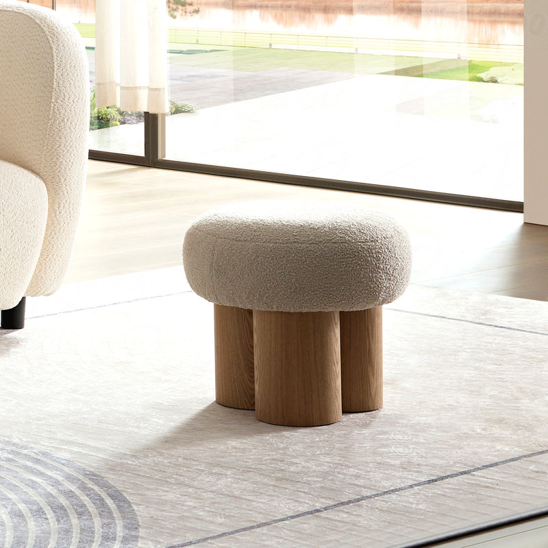 Tabouret avec coussin en peluche Grieg, Brun