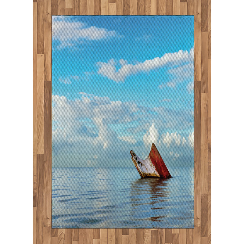 Nautical High Density Long Fiber Poly Threads Decorative Area Rug Carpet, Rectangle 4' x 5'8"