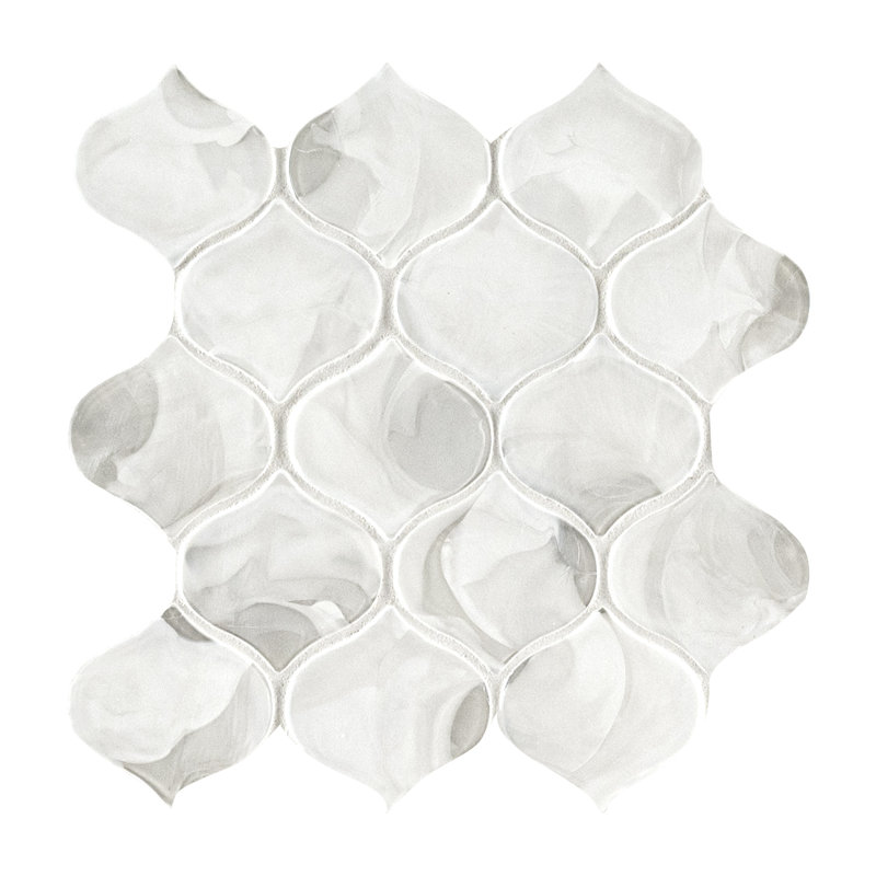 Nacre Blanc Lantern 10 in. x 10 in. Glossy Glass Mosaic Wall Tile