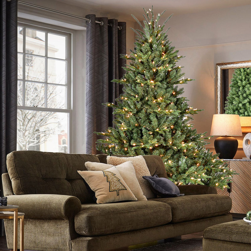 Arbre de Noël 5 pieds pleine forme avec 350 lumières UL, branches mixtes en PE / PVC, 1129 pointes, base large pour les espaces spacieux, structure à charnières, support en métal stable