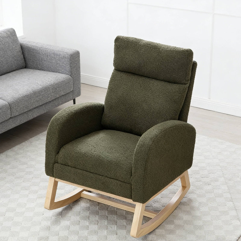 Chaise berçante polyvalente avec repose-pieds qui s'adapte aux espaces pour le café du matin et les loisirs, Vert olive