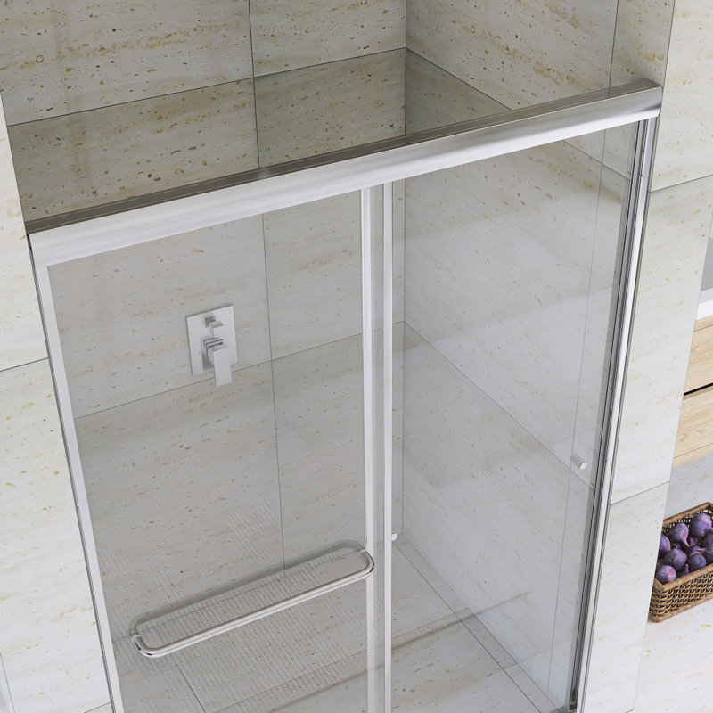 60 po X P 72 po Porte de douche coulissante double H, Nickel brossé