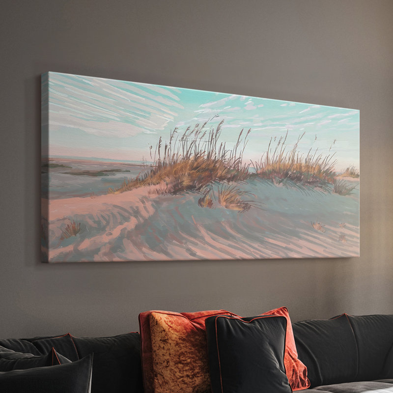 Dunes à l'aube III - Toile tendue avec châssis - Prêt à accrocher, H 16 po x l 32 po