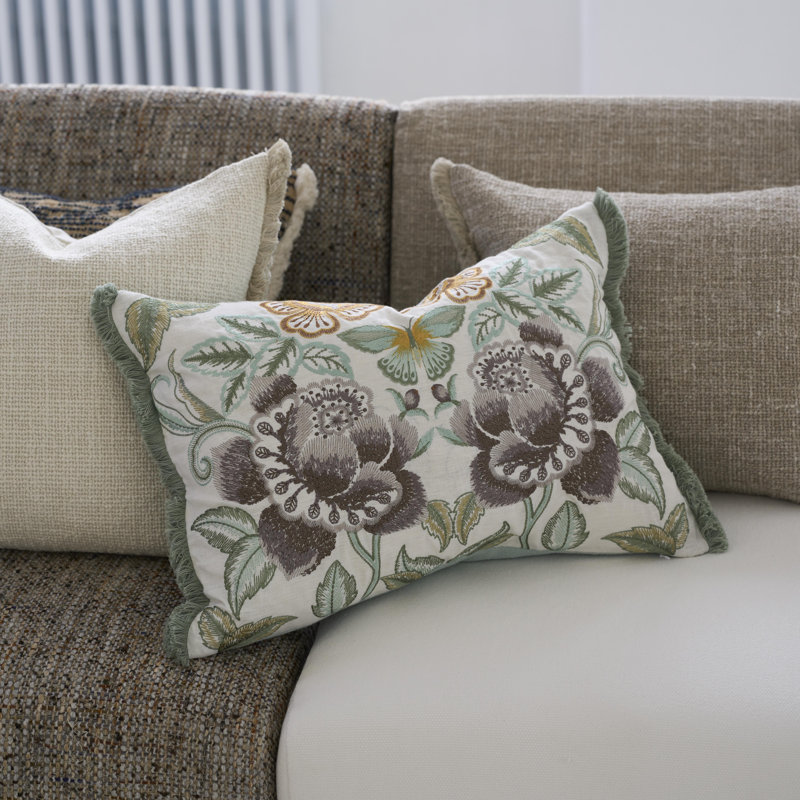 Isabella Embroidered Decorative Pillow, Cameo Floral