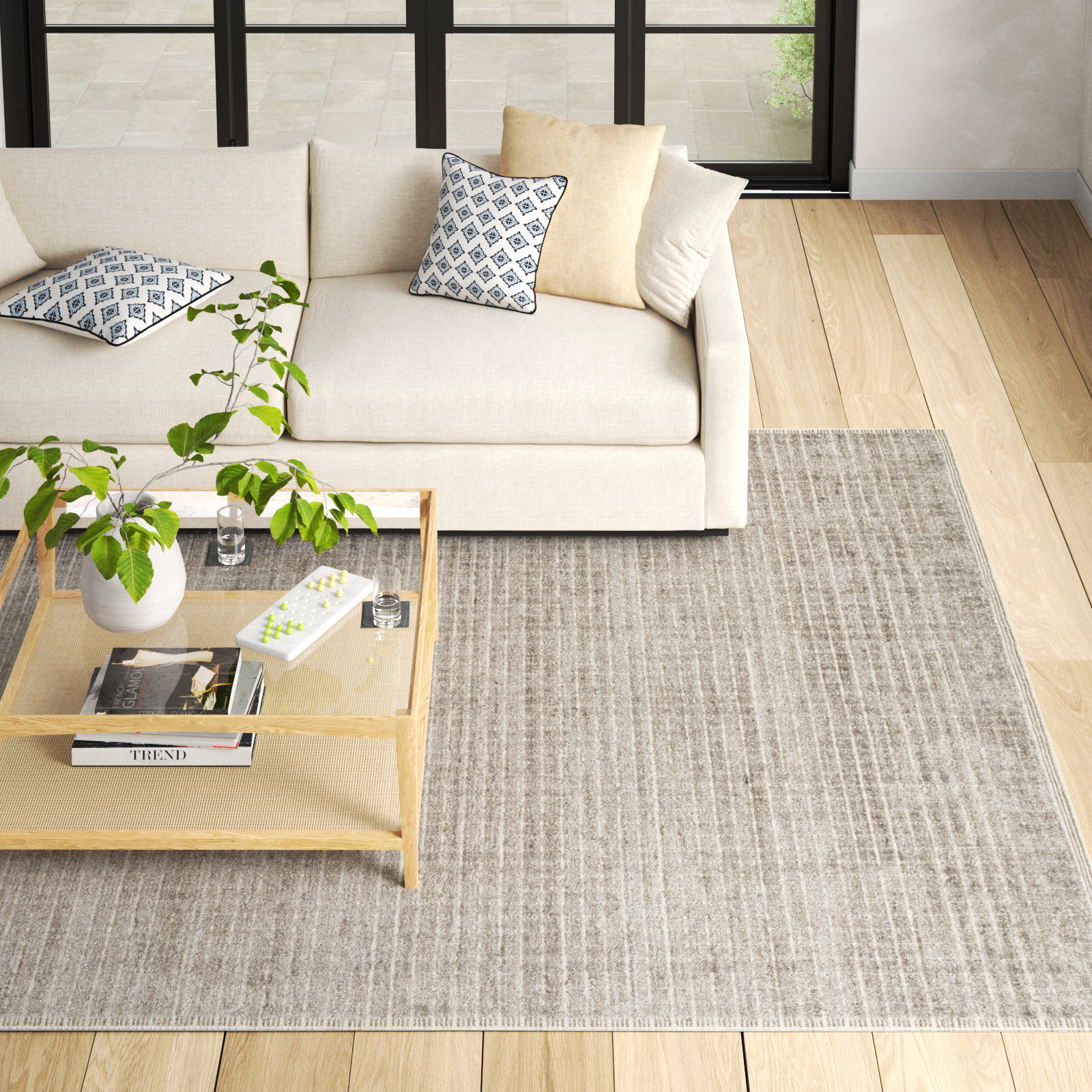 Shenade Stone Hand-Loomed Geometric Rug, Rectangle 5'6" x 8'6"