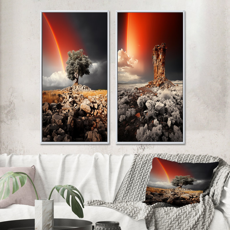 «Rainbow Monicoloch Euphoria Landscape», 2 pièces sur toile, Cadre blanc, H 24 po x l 20 po