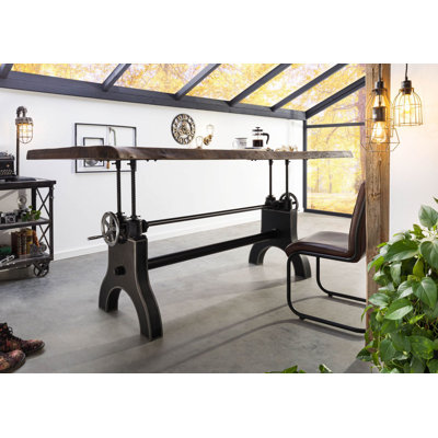 Solid Wood Top Metal Base Dining Table