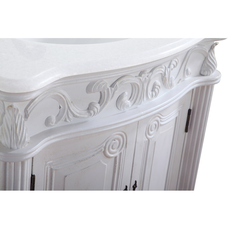 Ensemble de meuble-lavabo simple 27 po Aurillac, Blanc antique, Blanc pur